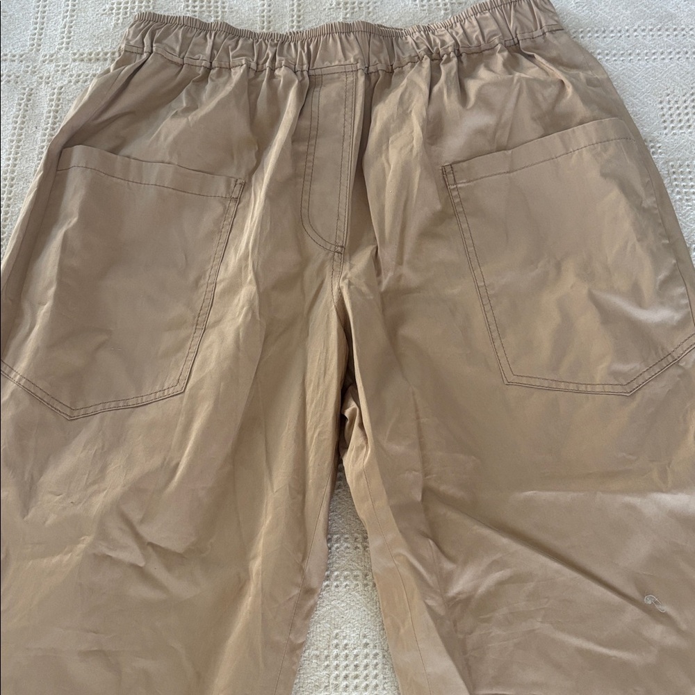 Zara Elastic‎ Waist Cargo Pants Small Wide Leg Pull On Womens Beige Tan Sz L NWT - Picture 6 of 14
